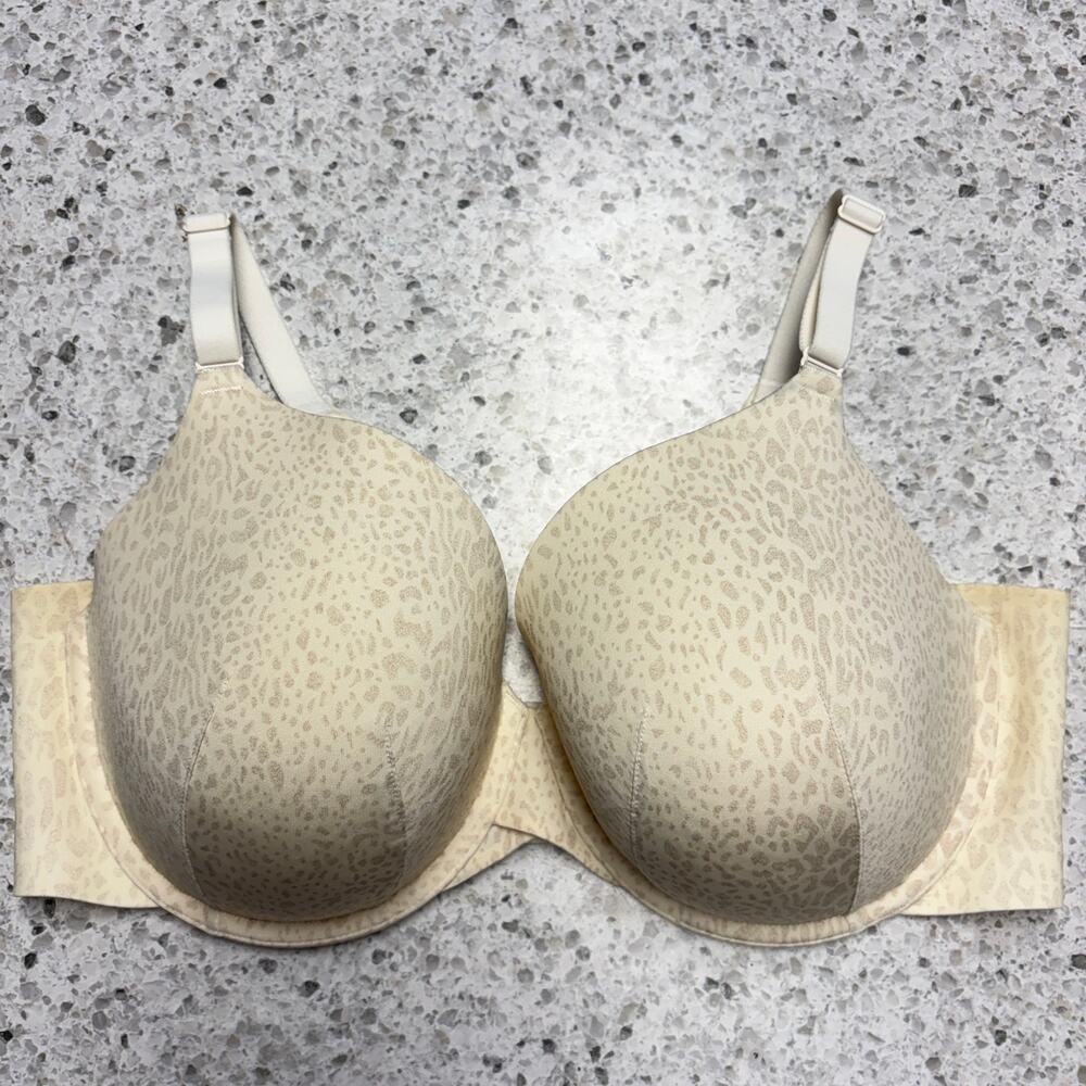 Cacique Bra Womens 40DD Cream Cheetah Print Lightly Lined Full Coverage